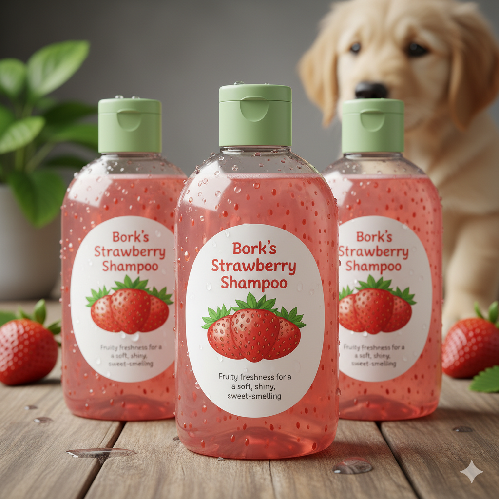 Bork’s Strawberry Extracts Shampoo - Fruity freshness for a soft, shiny, and sweet-smelling coat
